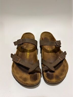 Birkenstock Mayari Brown Toe-Loop Strappy Sandals Size 38 US Women's 7–7.5